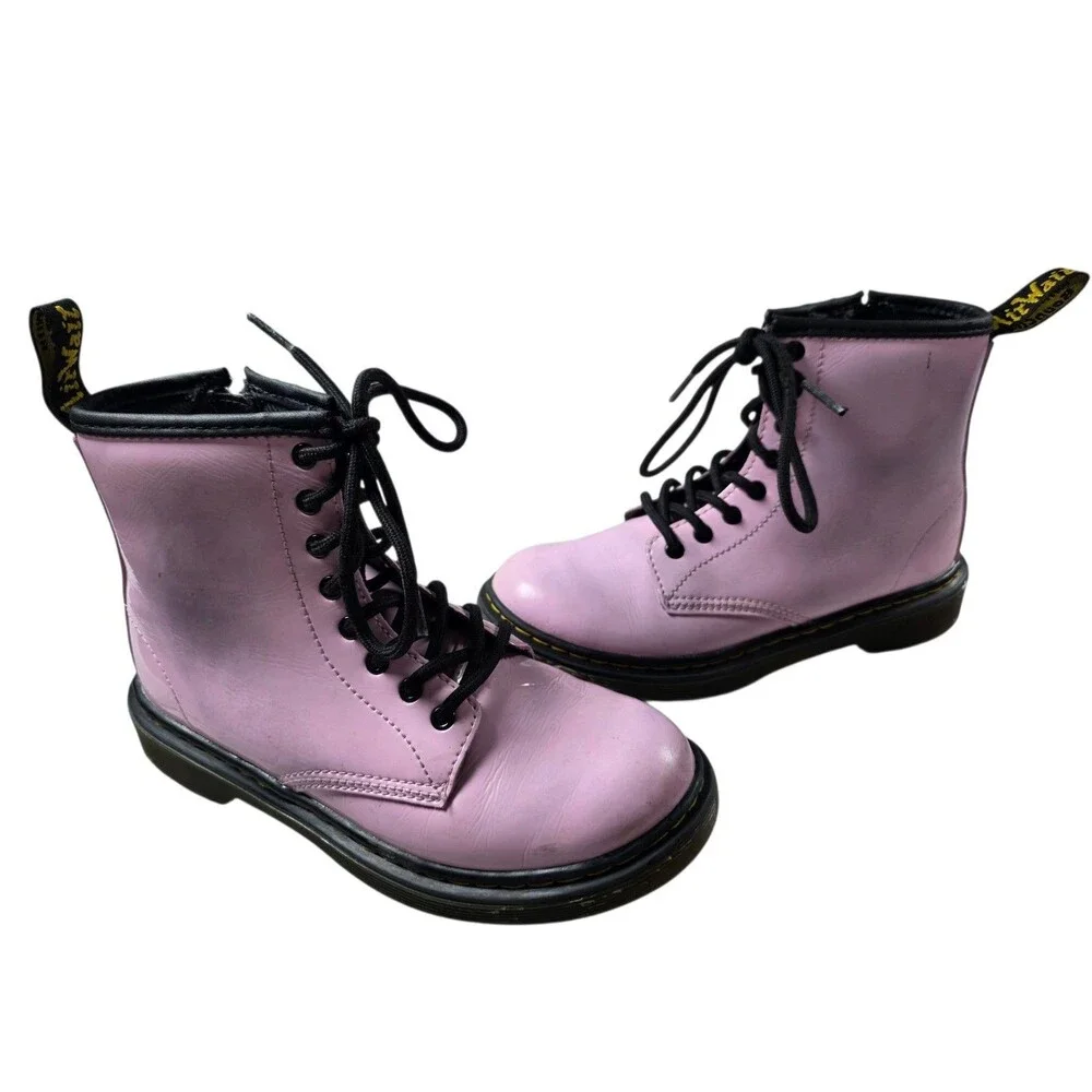 Dr. Martens 1460‎ J Pink Patent Leather Toddler Girls Size 2 Combat Ankle Boots